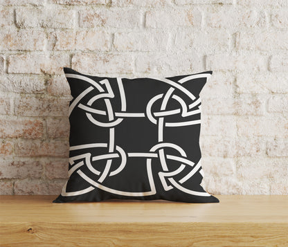 White & Black Celtic Knots Cushion Covers Line Design Pillow