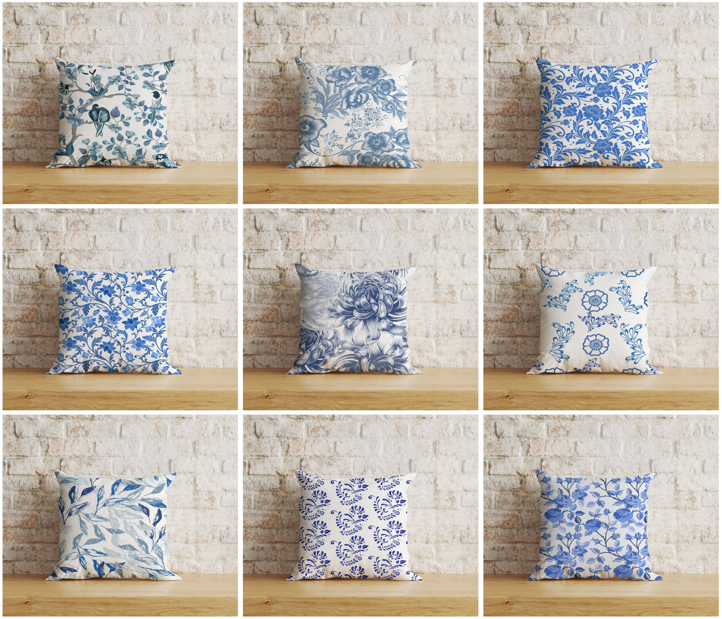 French Toile Cushion Covers French Blue Forest Pillow Cover