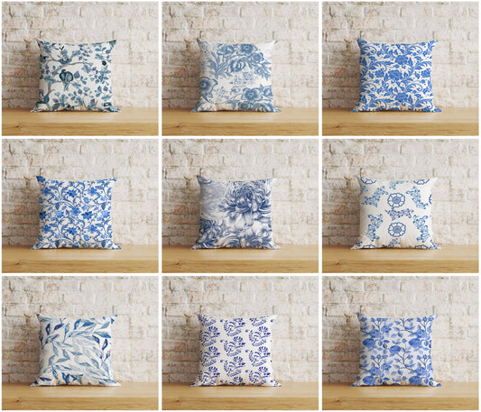 French Toile Cushion Covers French Blue Forest Pillow Cover