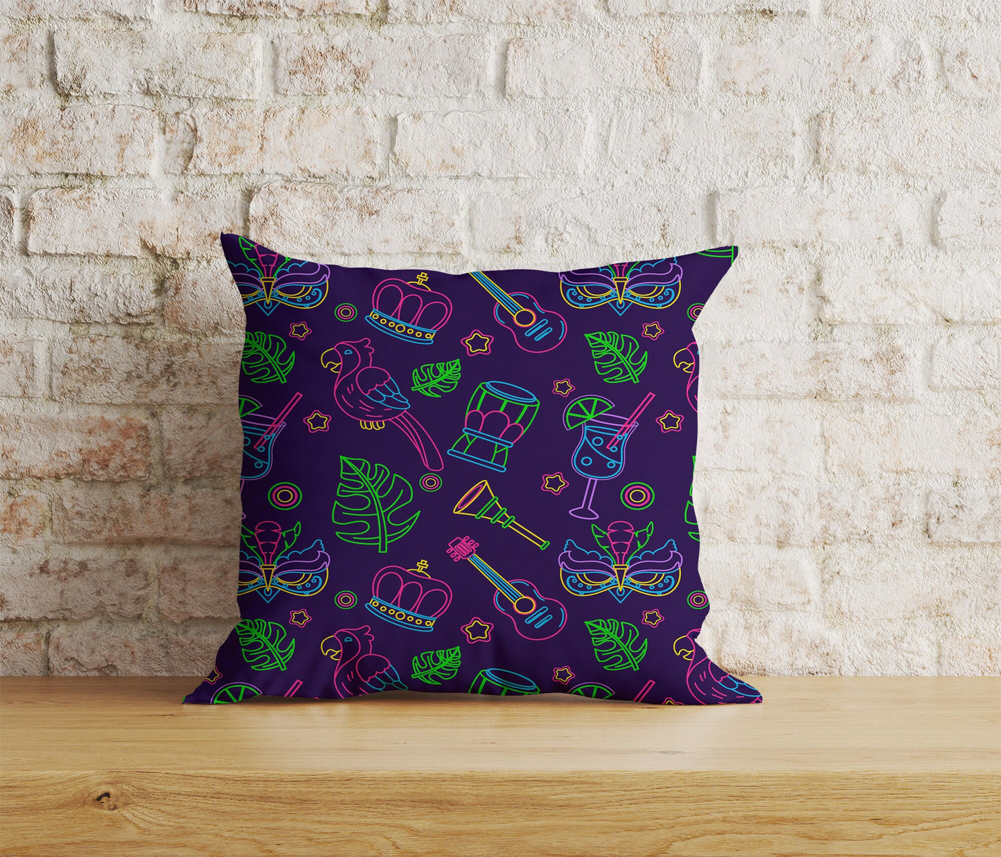 Brasil Carnival Cushion Cover Colorful Mask Throw Cushion