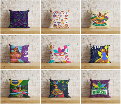 Brasil Carnival Cushion Cover Colorful Mask Throw Cushion