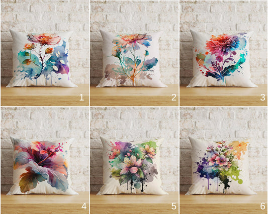 Floral Cushion Covers Watercolor Flower Pillow Covers