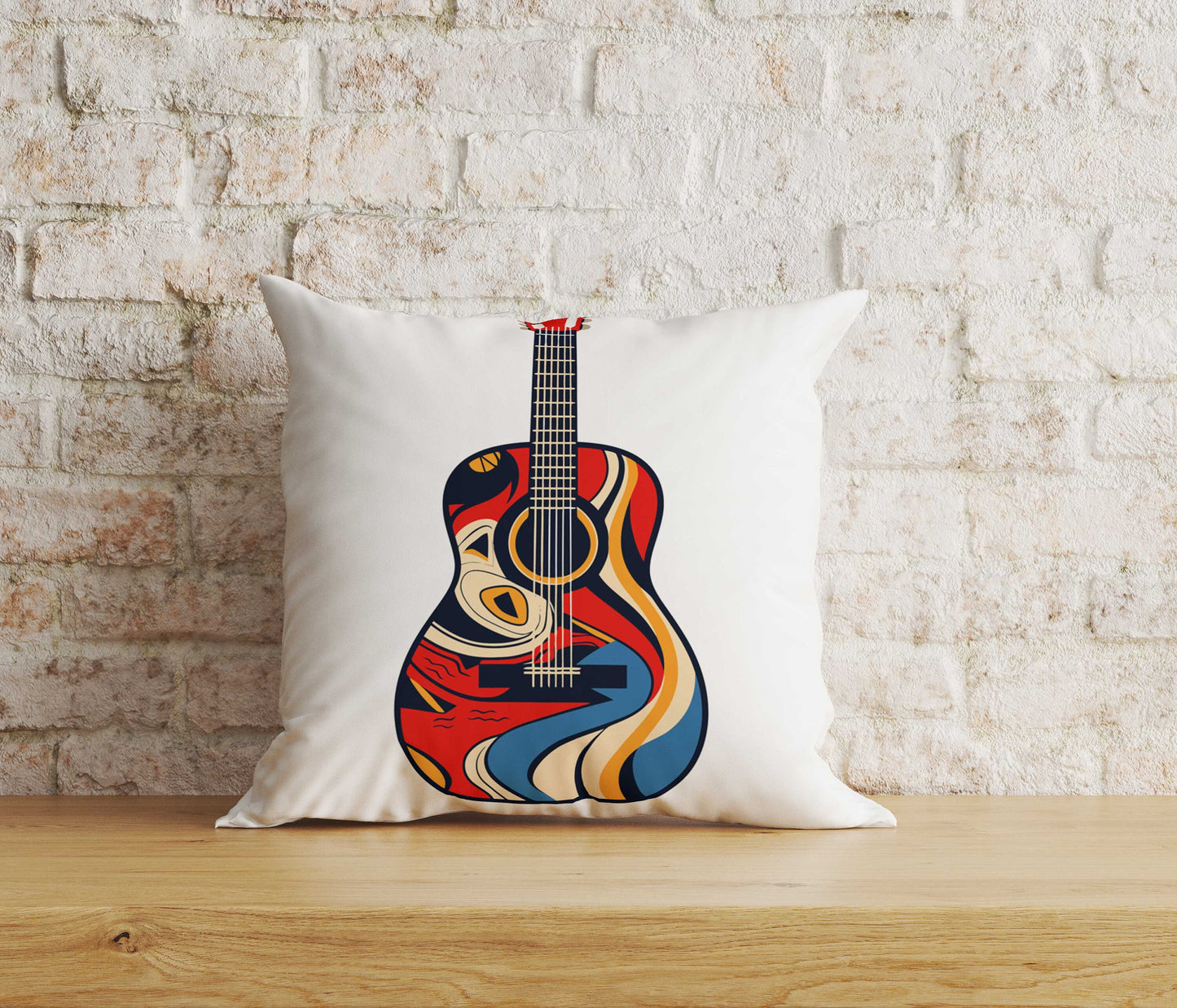 Guitar Cushion Cover Music Lover Guitar Print Pillow Cover