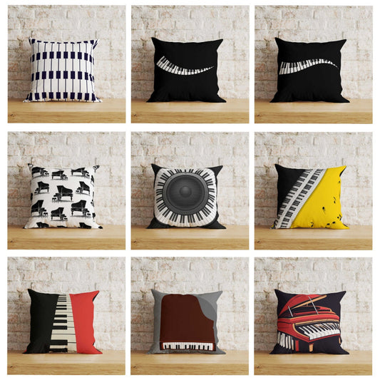 Piano Cushion Cover Music Lover Piano Print Pillow Cover