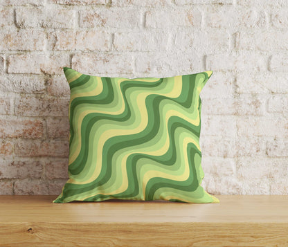 Orange and Green Retro Floral Striped Cushion Covers