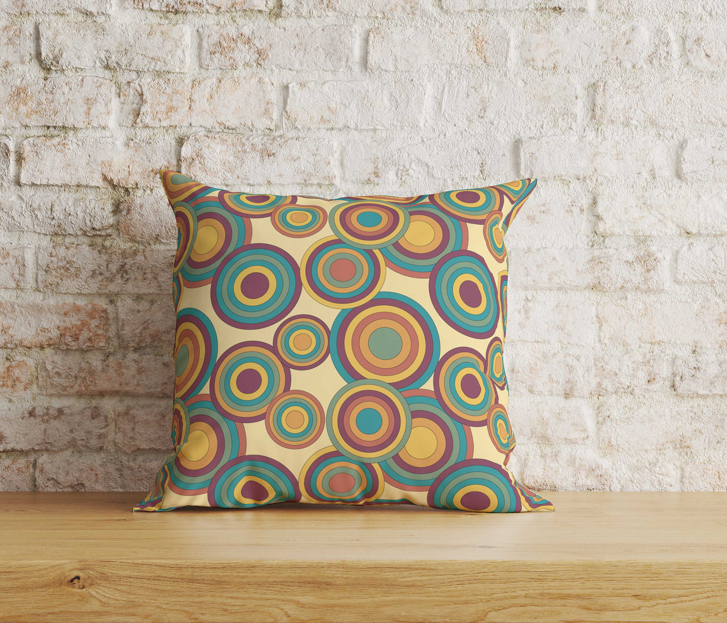 Orange and Green Retro Floral Striped Cushion Covers