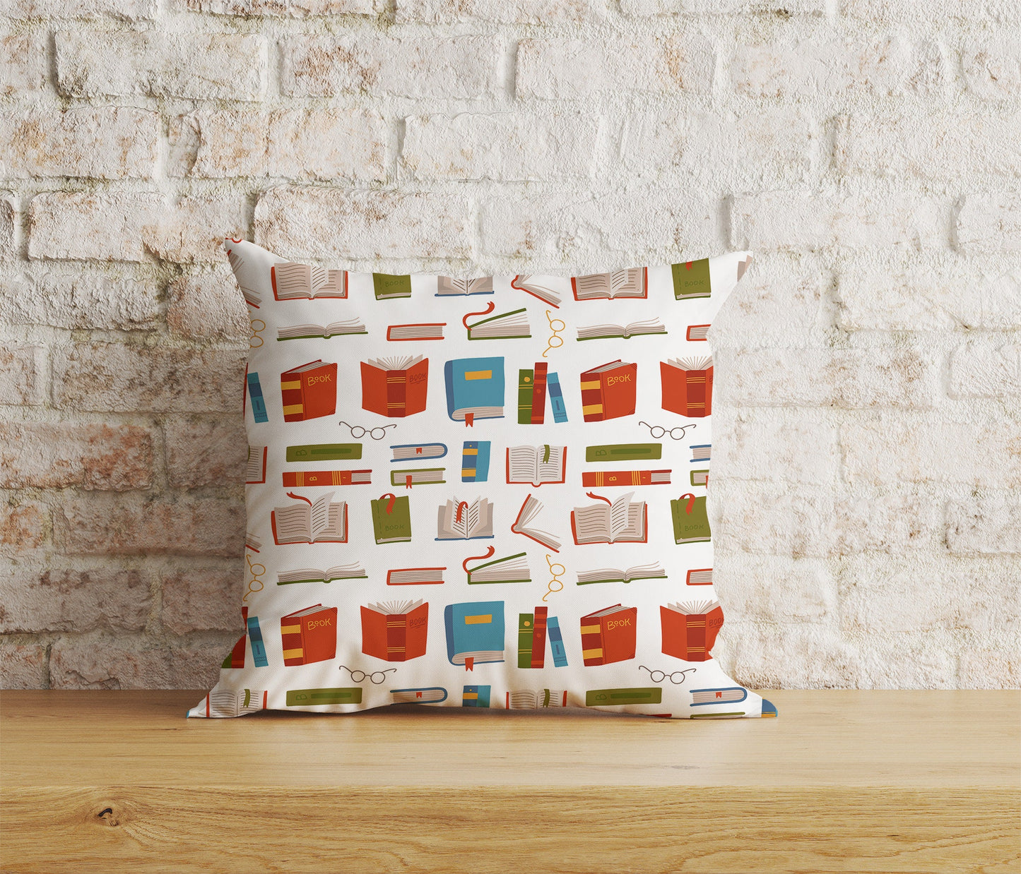 Book Pattern Cushion Cover Book Lover Print Cushion