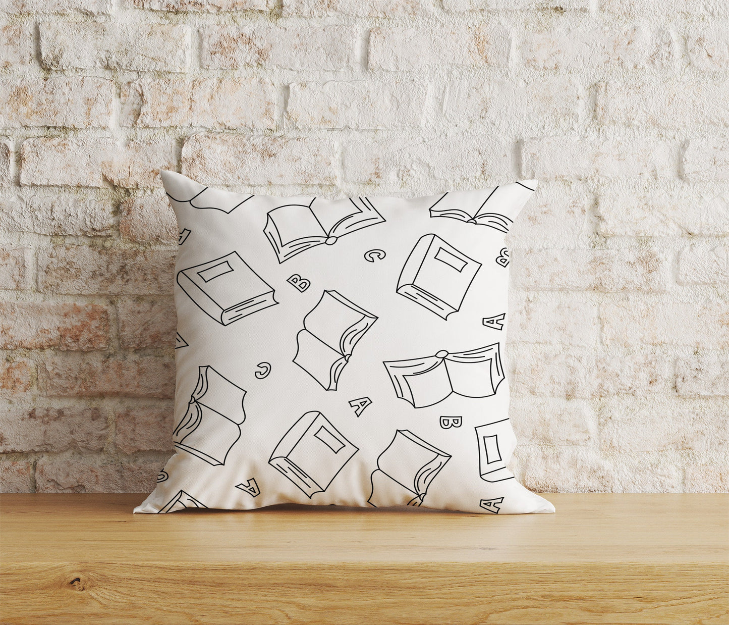 Book Pattern Cushion Cover Book Lover Print Cushion