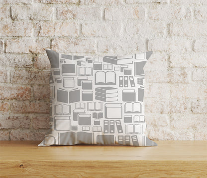 Book Pattern Cushion Cover Book Lover Print Cushion