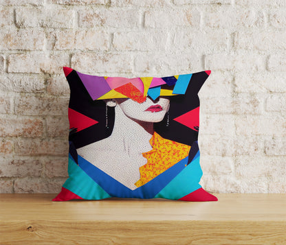 Woman Painting Ladies Face Art Decoration Cushion Cover