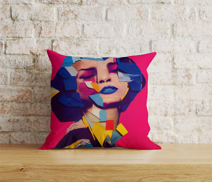 Woman Painting Ladies Face Art Decoration Cushion Cover