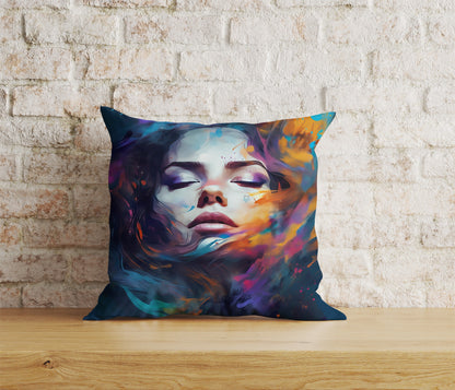 Woman Painting Ladies Face Art Decoration Cushion Cover