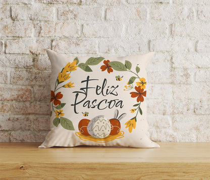 Feliz Páscoa Cushion Cover Easter Egg Pillow Cover