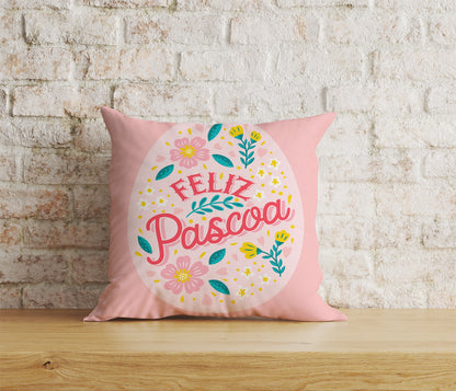 Feliz Páscoa Cushion Cover Easter Egg Pillow Cover