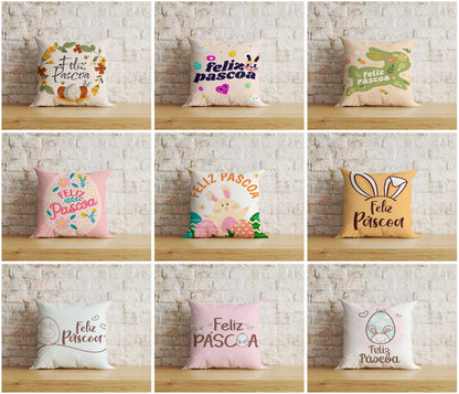 Feliz Páscoa Cushion Cover Easter Egg Pillow Cover