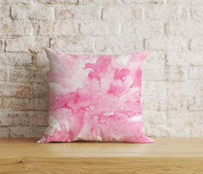 Pink Watercolor Pattern Cushion Cover Pink Ebru Pillowcase