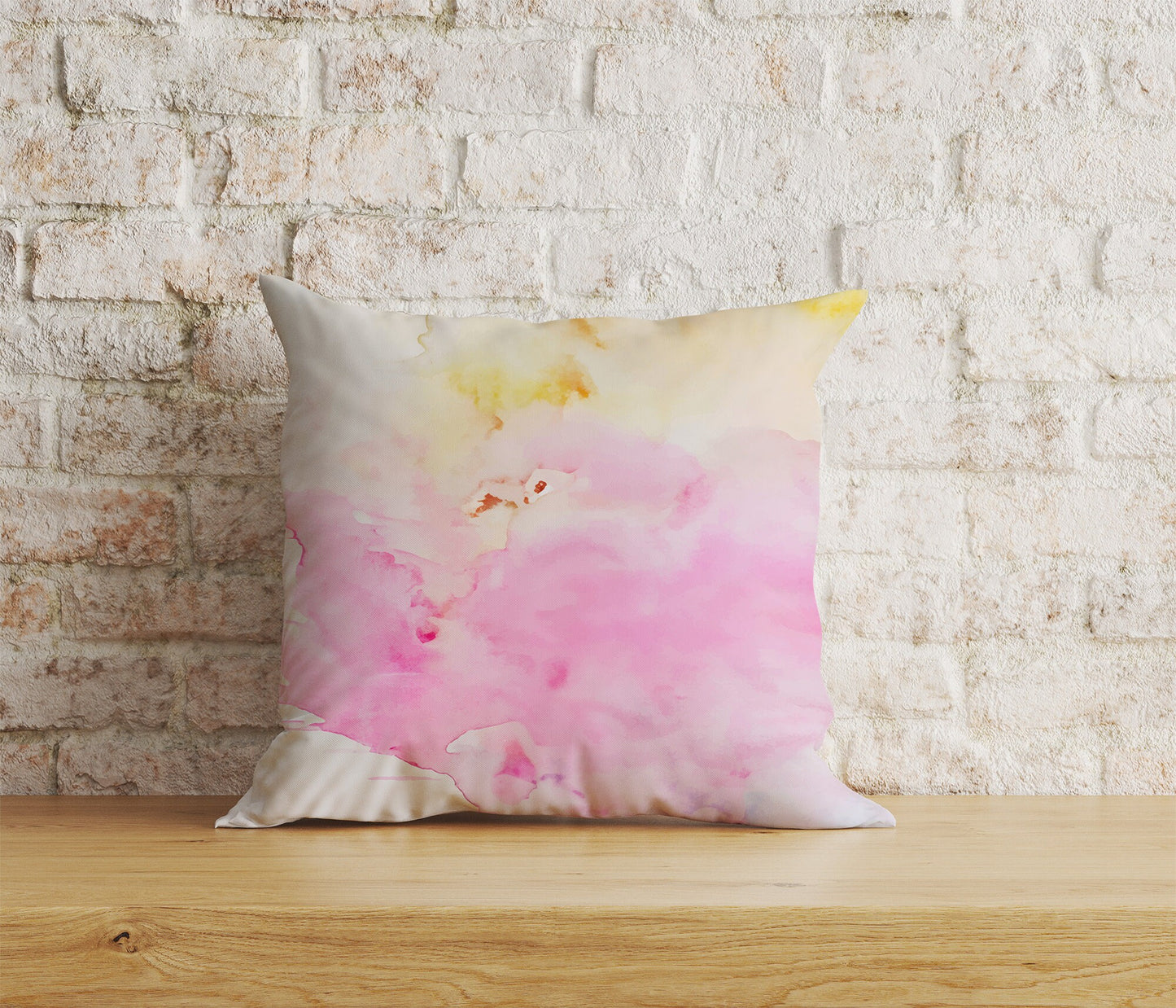 Pink Watercolor Pattern Cushion Cover Pink Ebru Pillowcase