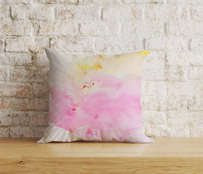 Pink Watercolor Pattern Cushion Cover Pink Ebru Pillowcase