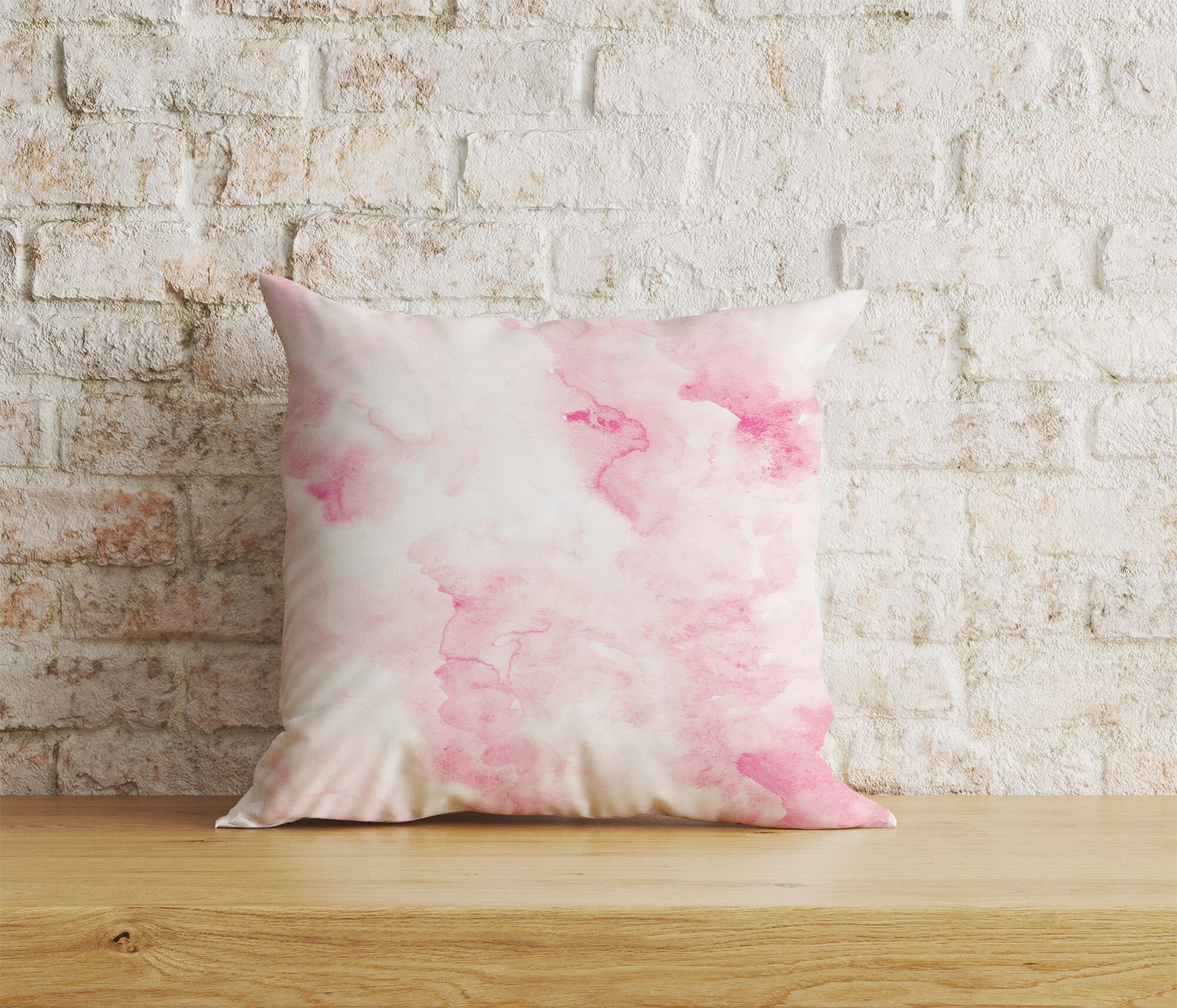 Pink Watercolor Pattern Cushion Cover Pink Ebru Pillowcase