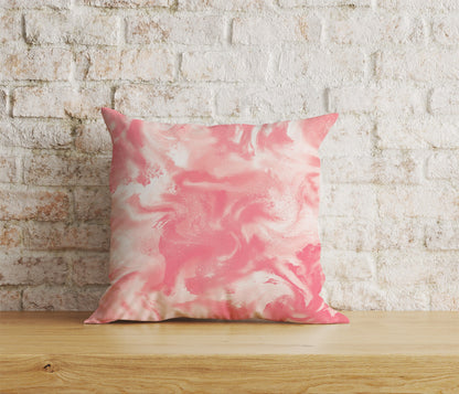 Pink Watercolor Pattern Cushion Cover Pink Ebru Pillowcase