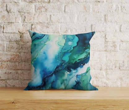 Blue Marble Cushion Cover Blue Watercolor Pillow Cover