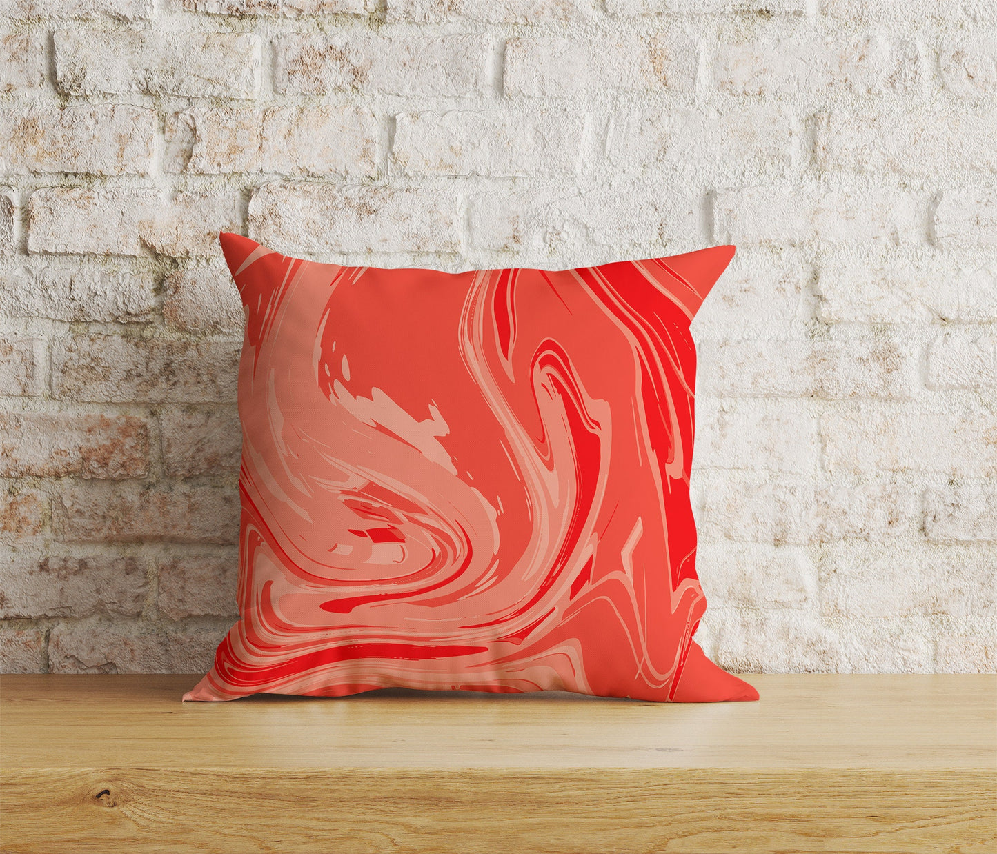 White Striped Red Brush Watercolor Cushion Cover