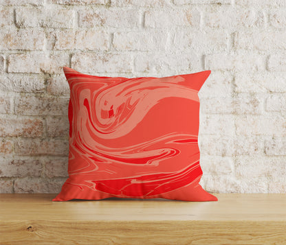 White Striped Red Brush Watercolor Cushion Cover