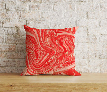 White Striped Red Brush Watercolor Cushion Cover