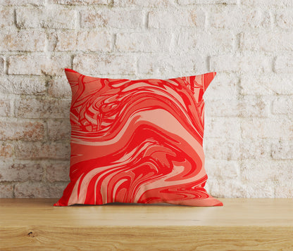 White Striped Red Brush Watercolor Cushion Cover