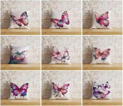 Colorful Butterfly Cushion Cover Blue Pink Purple Pillowcase