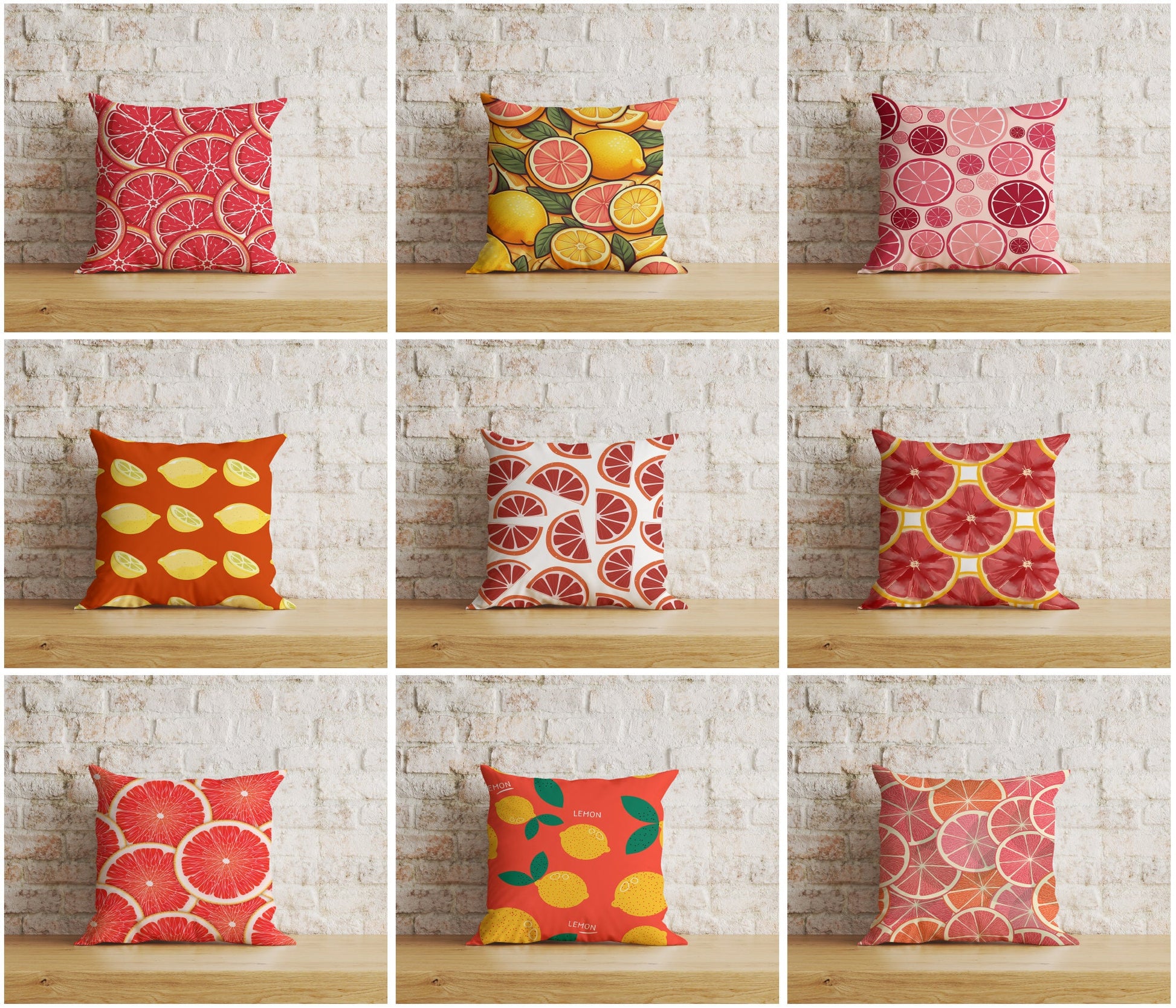 Red Lemon or Grapefruit Cushion Covers Kitchen Decoration