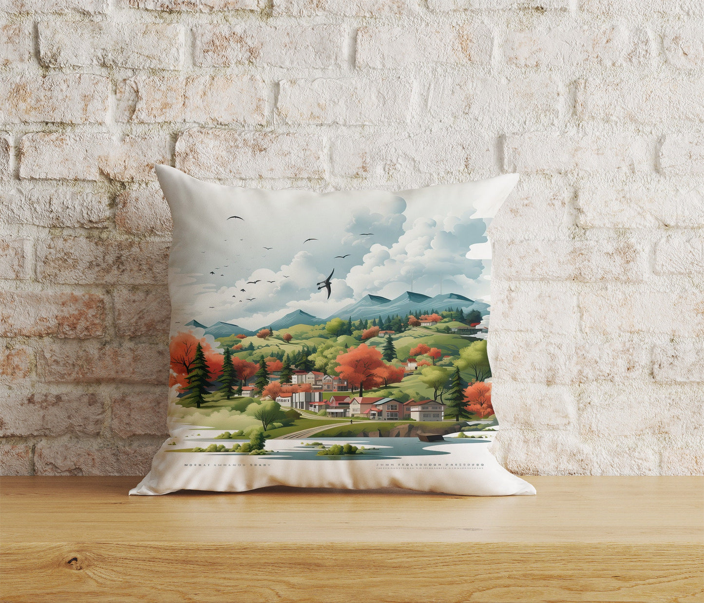 Landscape Views Natural Watercolor Forest Cushion Cover