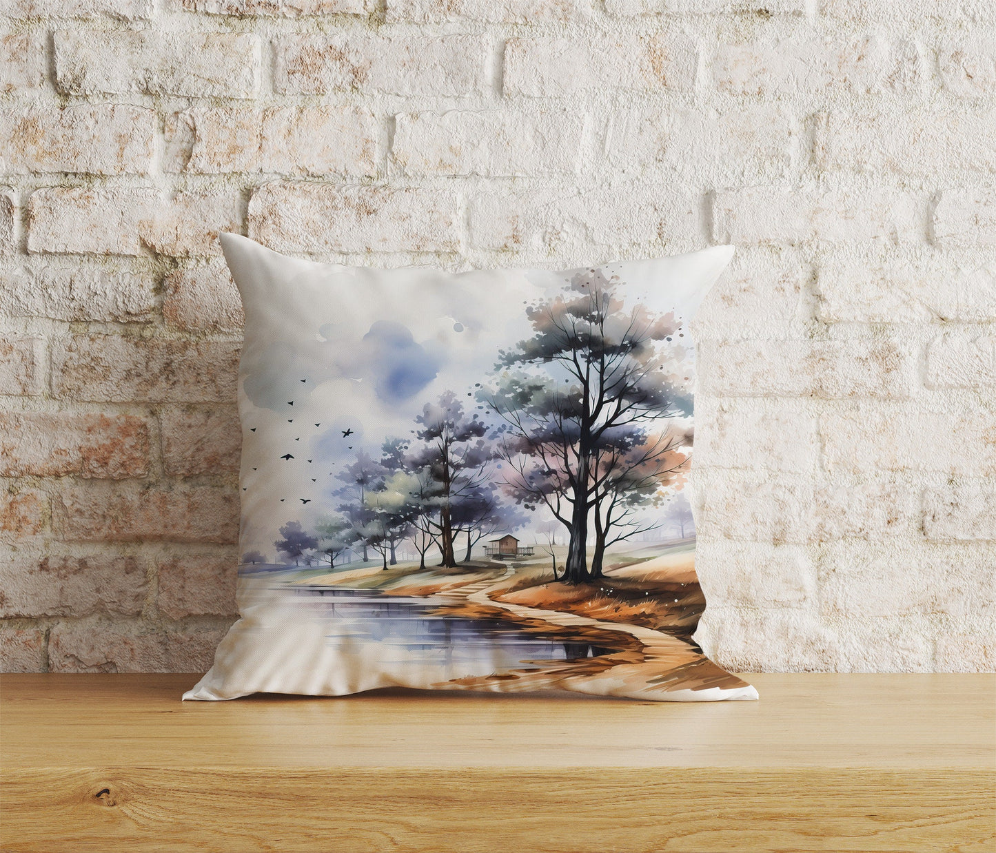 Landscape Views Natural Watercolor Forest Cushion Cover