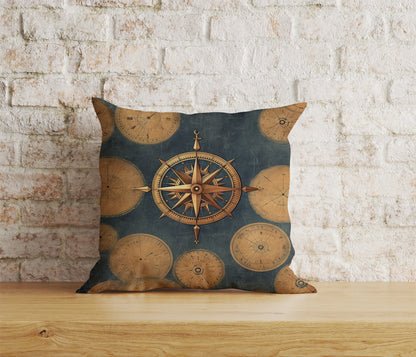 Vintage Maps Compass Ancient World Map Cushion Cover