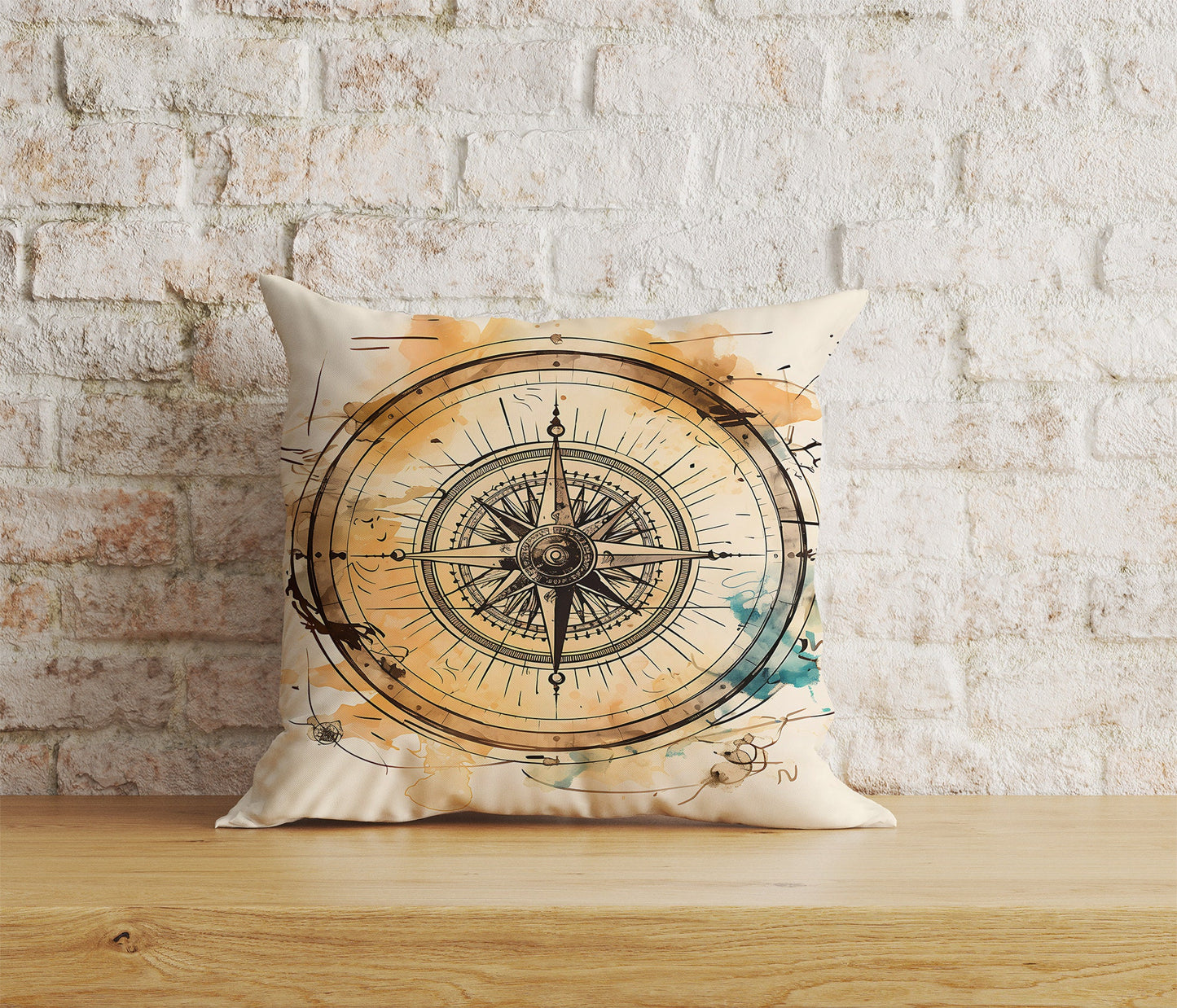 Vintage Maps Compass Ancient World Map Cushion Cover