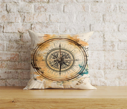 Vintage Maps Compass Ancient World Map Cushion Cover