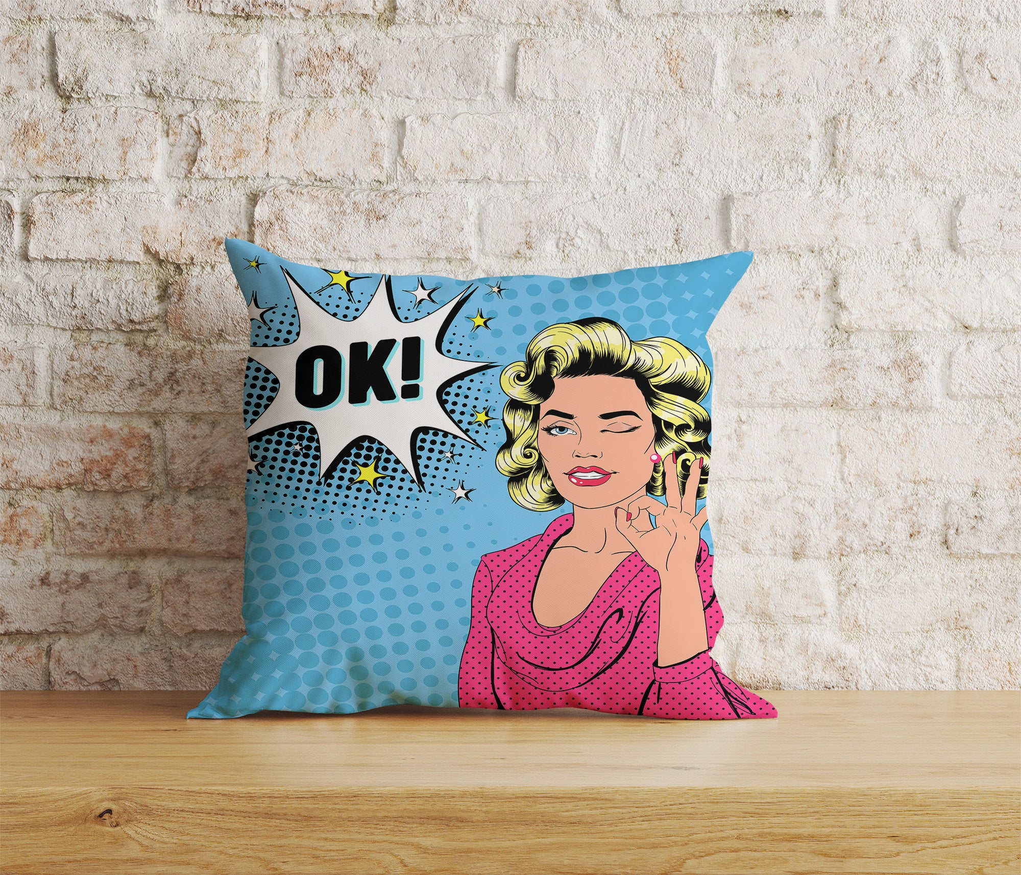 Pop Art Pillow Case OMG OH Yeah Lips Pop Art Cushion Cover Onay