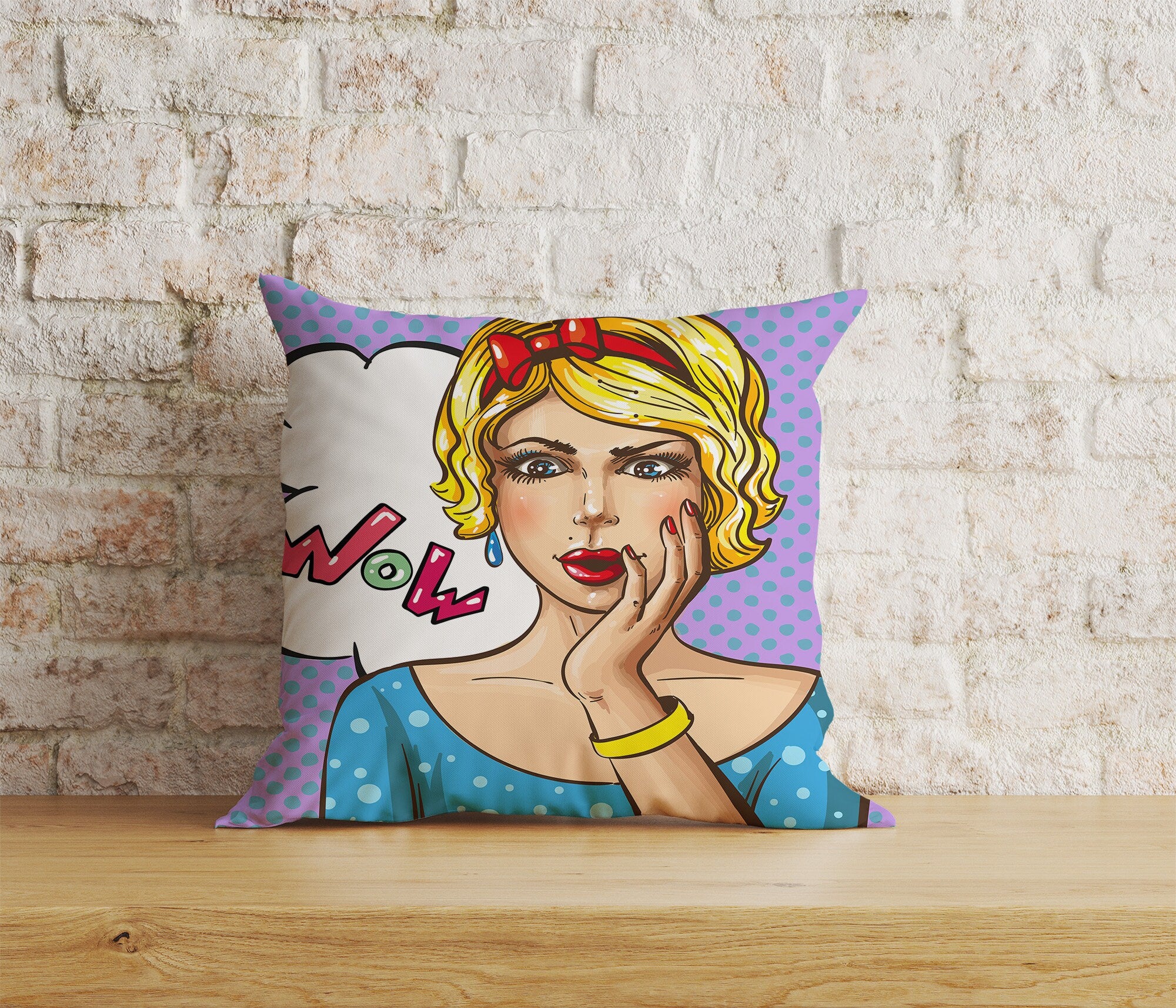 Pop Art Pillow Case OMG OH Yeah Lips Pop Art Cushion Cover Onay