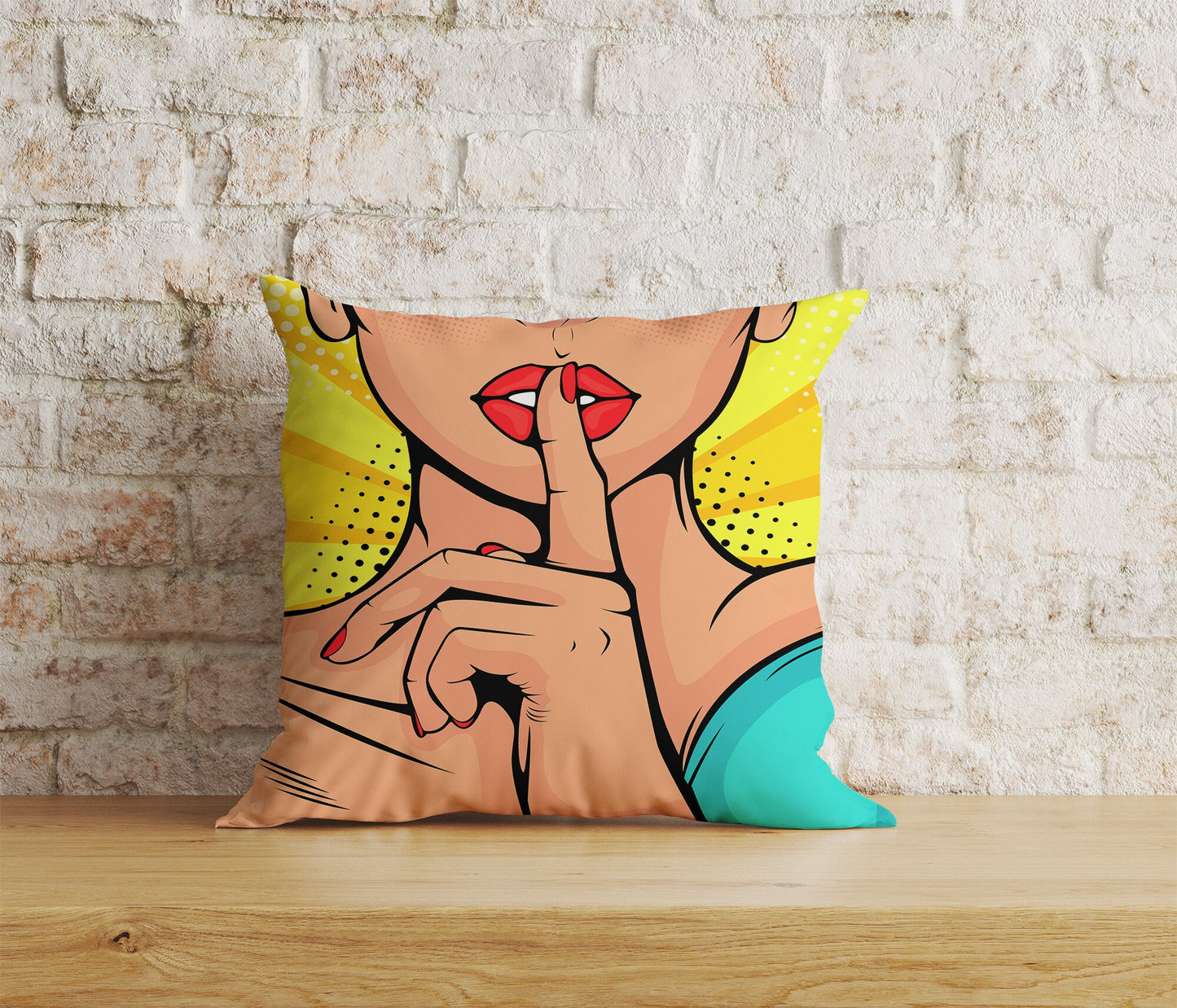 Girl Waving Pop Art Throw Cushions Be Silence Cushion Cover