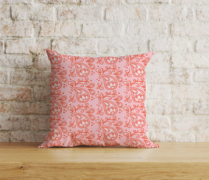 Paisley Cushion Cover Pink & Orange Countryside Inspired