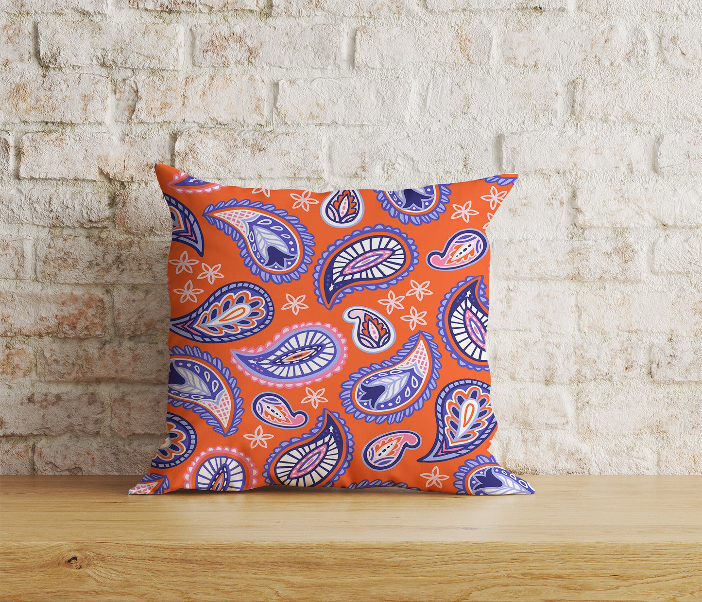 Paisley Cushion Cover Pink & Orange Countryside Inspired