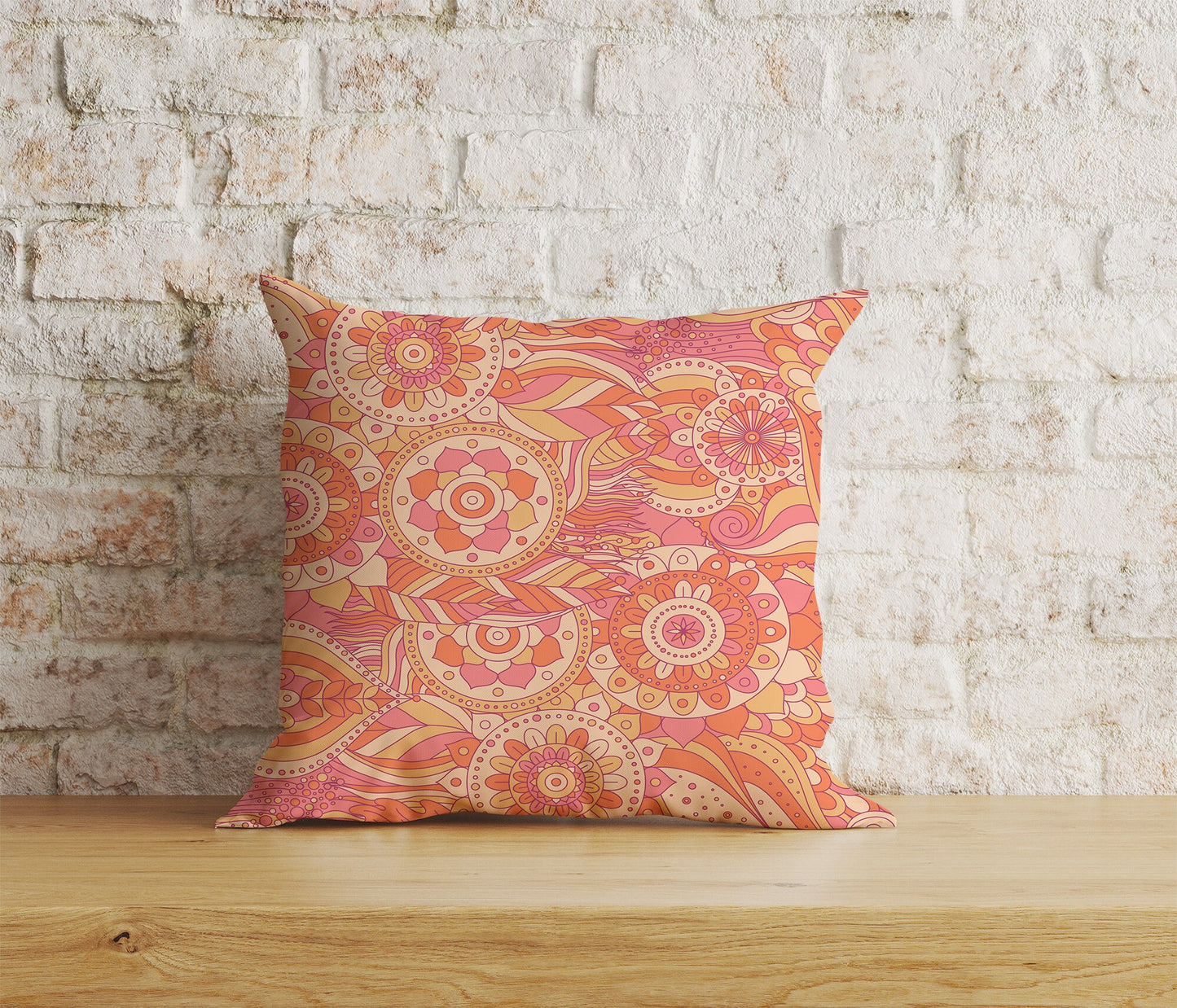 Paisley Cushion Cover Pink & Orange Countryside Inspired