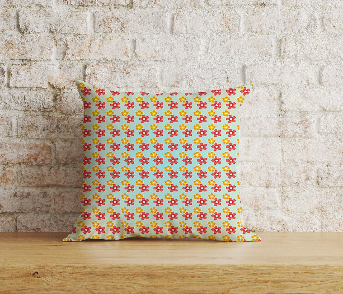 Colorful Retro Floral Square Cushion Cover 18x18, 20x20