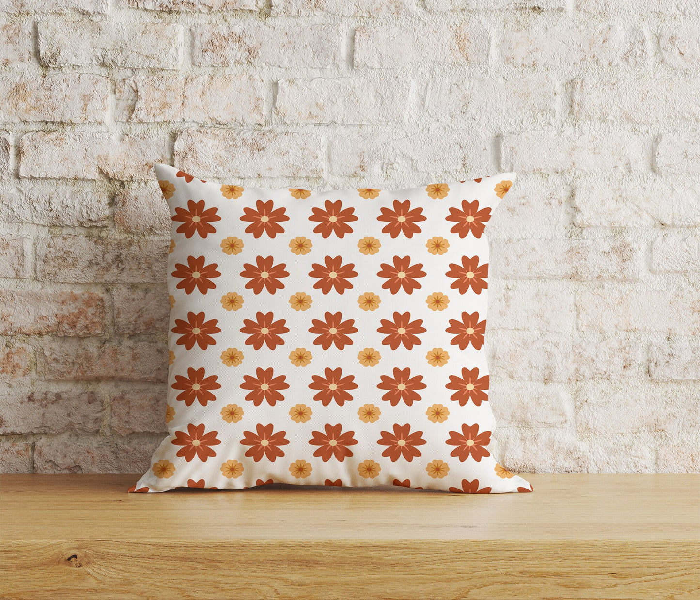 Colorful Retro Floral Square Cushion Cover 18x18, 20x20