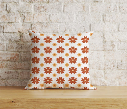 Colorful Retro Floral Square Cushion Cover 18x18, 20x20