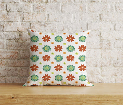 Colorful Retro Floral Square Cushion Cover 18x18, 20x20