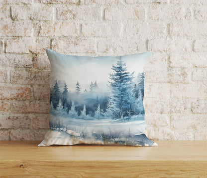 House Under Snow Pine Tree Christmas Cushion Cover