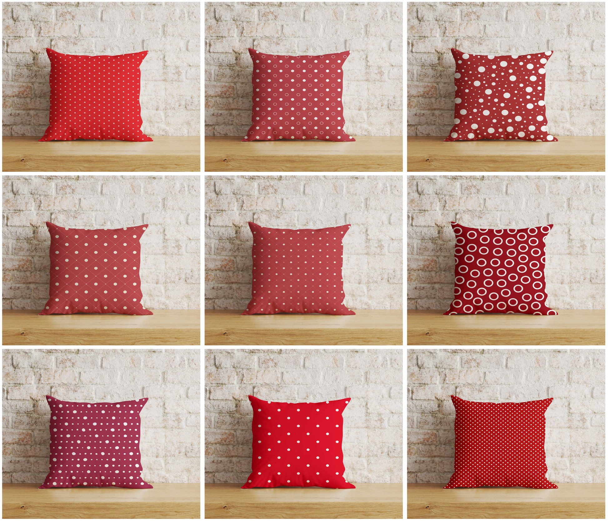 Red Polka Dot Cushion Covers Geometric Pattern Home Decor