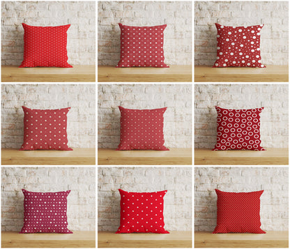 Red Polka Dot Cushion Covers Geometric Pattern Home Decor