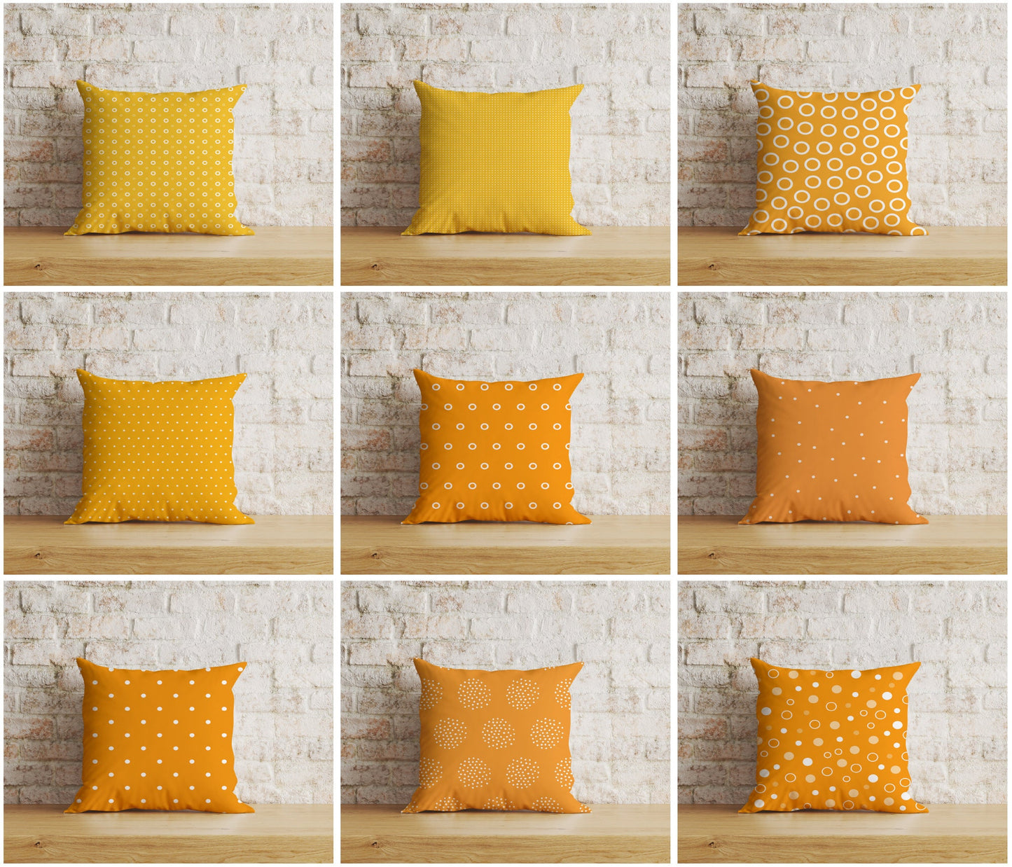 Yellow and Orange Polka Dots Dotted Cushion Covers